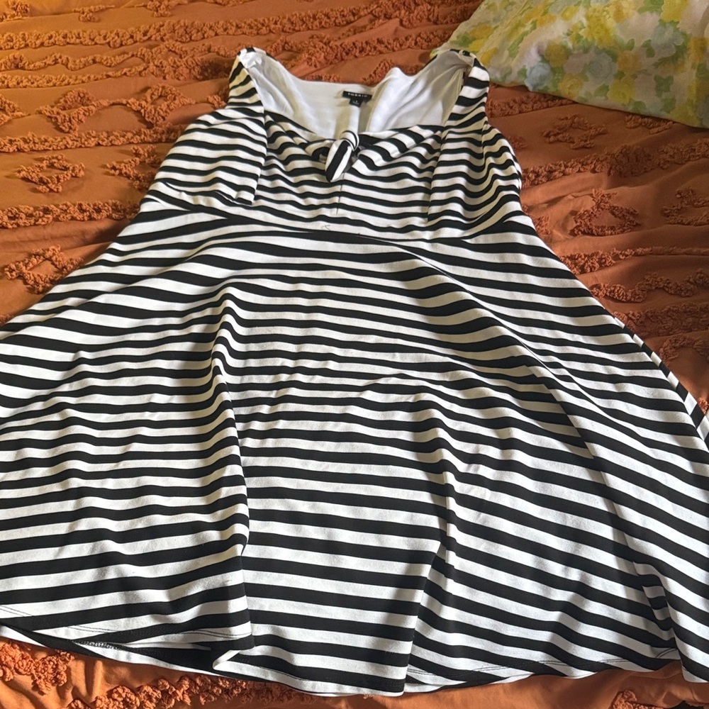 Torrid Black and White Striped Strapless Dress